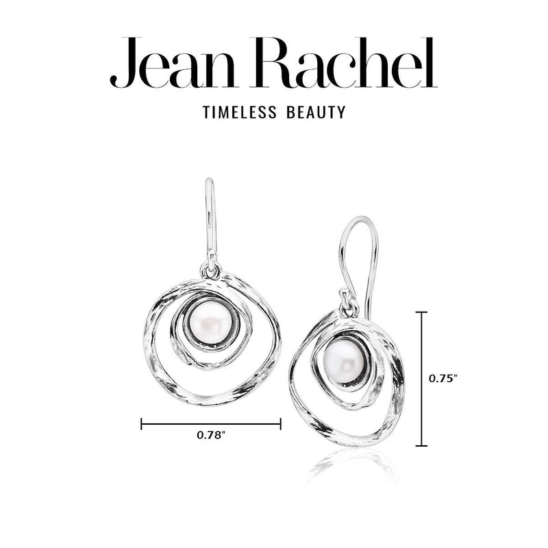 925 Sterling Silver Dangle Drop Earrings With Fresh Water Pearl, Coil Spiral Swirl Antique finish French Wire Back Earrings, Hypoallergenic, Nickel and Lead-free, Artisan Handcrafted Designer collection, Made In Israel - BeesActive Australia