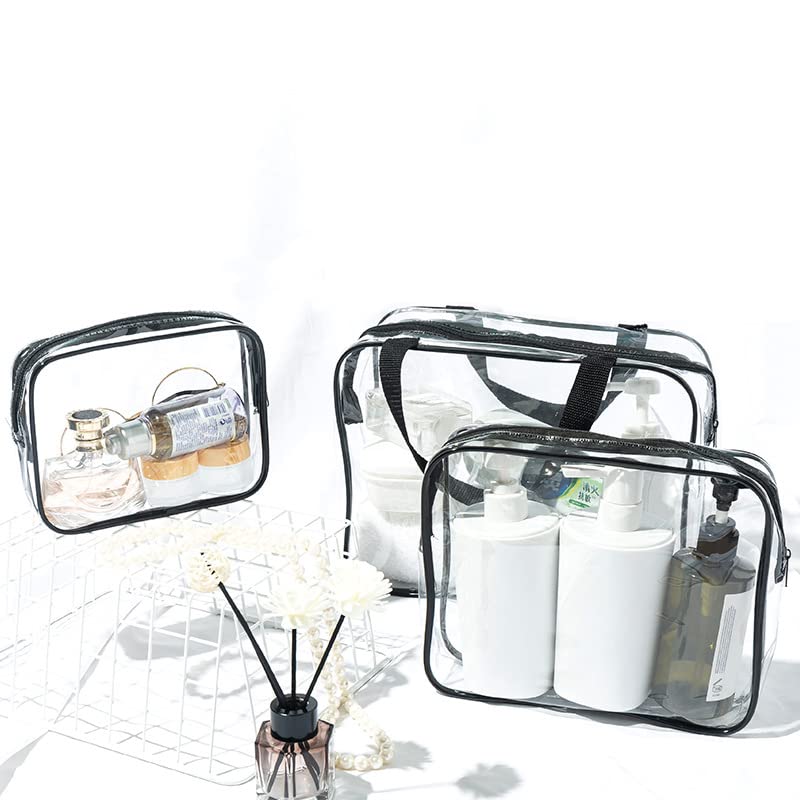 3 in 1 Clear Toiletry Bags,Waterproof Travel Bag Clear Travel Luggage Transparent Cosmetic Makeup Bag Beach Tote Bag Easy to Carry. - BeesActive Australia