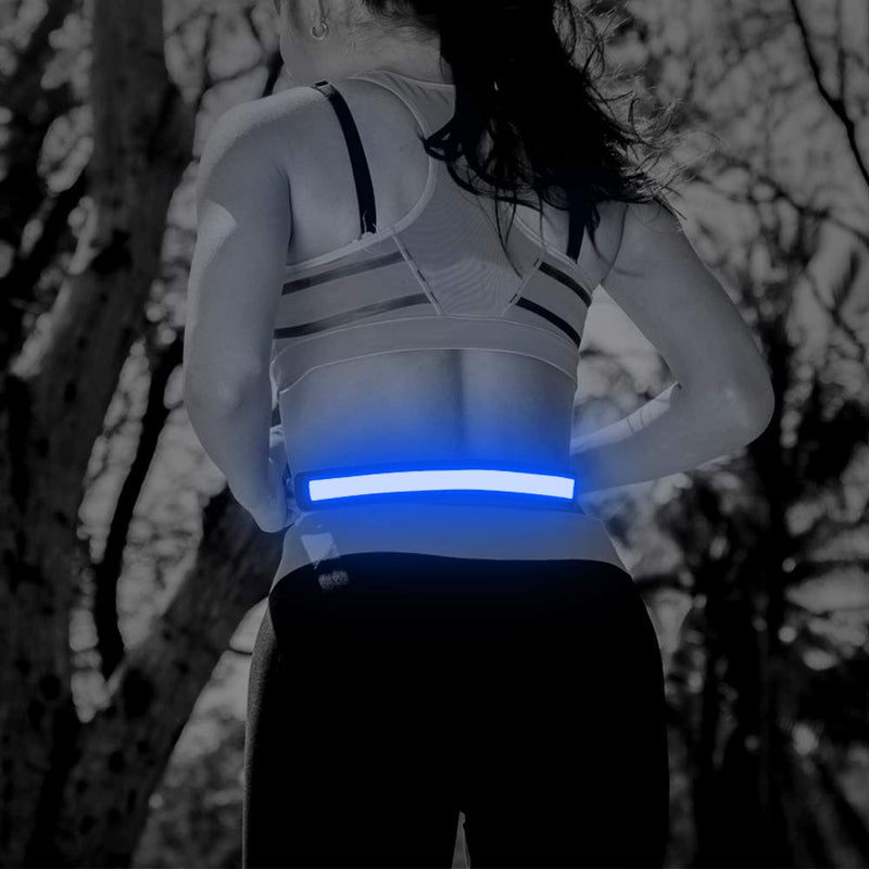 Illumifun Elastic LED Running Belt - USB Rechargeable - Glowing LED Waistband, High Visibility Waist Light, Light Up Safety Gear for Running, Cycling, Camping, Walking, etc Blue - BeesActive Australia