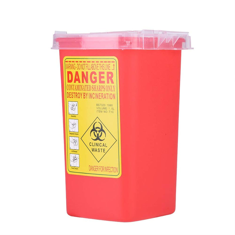 Sharps Bin Nikou Biohazard Needle,Tattoo Medical Plastic Sharps Container, Waste Box 1 Litre (Color : Red) - BeesActive Australia