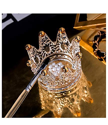 Lucktao crown Nail Art Dappen Dish,2 In 1 Nail Pen Holder & Mini Nail Art Acrylic Liquid Powder Dappen Dish Glass Dapping Dish Nail Crystal Bowl DIY Nail Equipment (gold) gold - BeesActive Australia
