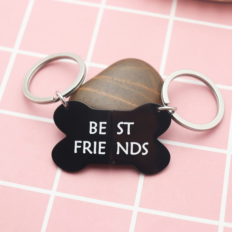 Eilygen Best Friends Bone Dog Tag Keychain Set Dog Friends Collar Tag Puppy Owner Lover Gifts Dog Gifts Best Friends Black - BeesActive Australia