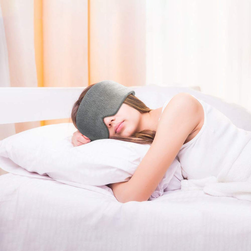 Handmade Cotton Sleep Mask - New Upgrade Light Blocking Sleeping Eye Mask Soft and Comfortable Eye Shape Blinder Blindfold Airplane with Pouch for Nap Sleeping Travel for Women Men Kids(Gray Modal) Original - With Blackout Nose Pads - BeesActive Australia