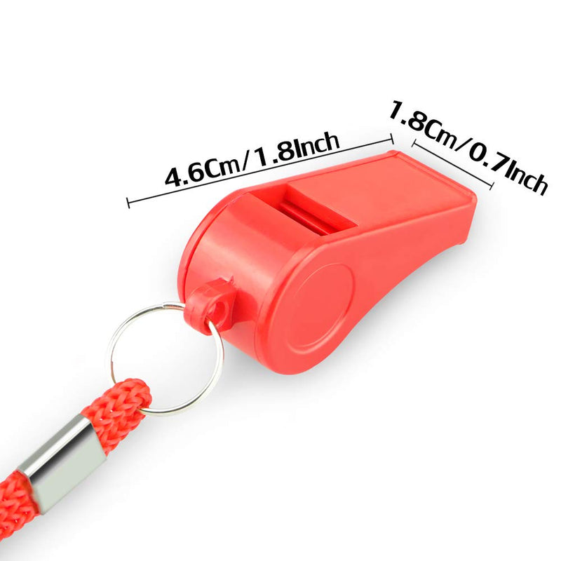 Hipat Red Emergency Whistles with Lanyard, Loud Crisp Sound, 2 Packs Plastic Whistles Ideal for Lifeguard, Self-Defense and Emergency - BeesActive Australia