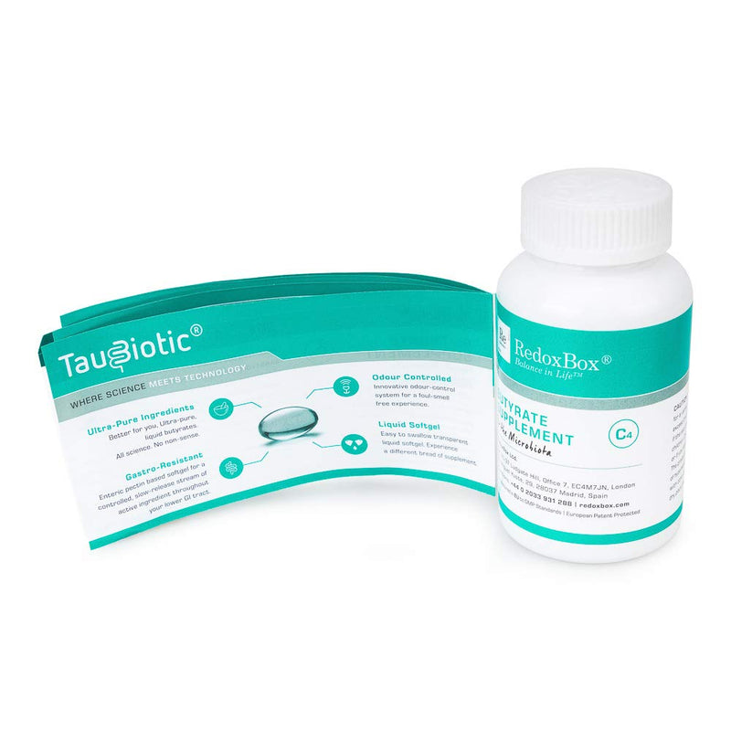 TauBiotic® 90 caps. by RedoxBox® - Butyrate (tributyrin) Gut Microbiota & Digestion Support… 90 Count (Pack of 1) - BeesActive Australia