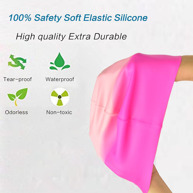 ZmZmBay Swim Caps for Long Hair (2 Pack), Durable Silicone Swimming Caps for Women Men Adults Youths, Easy to Put On and Off, Multi Color and Waterproof Bathing Cap - BeesActive Australia