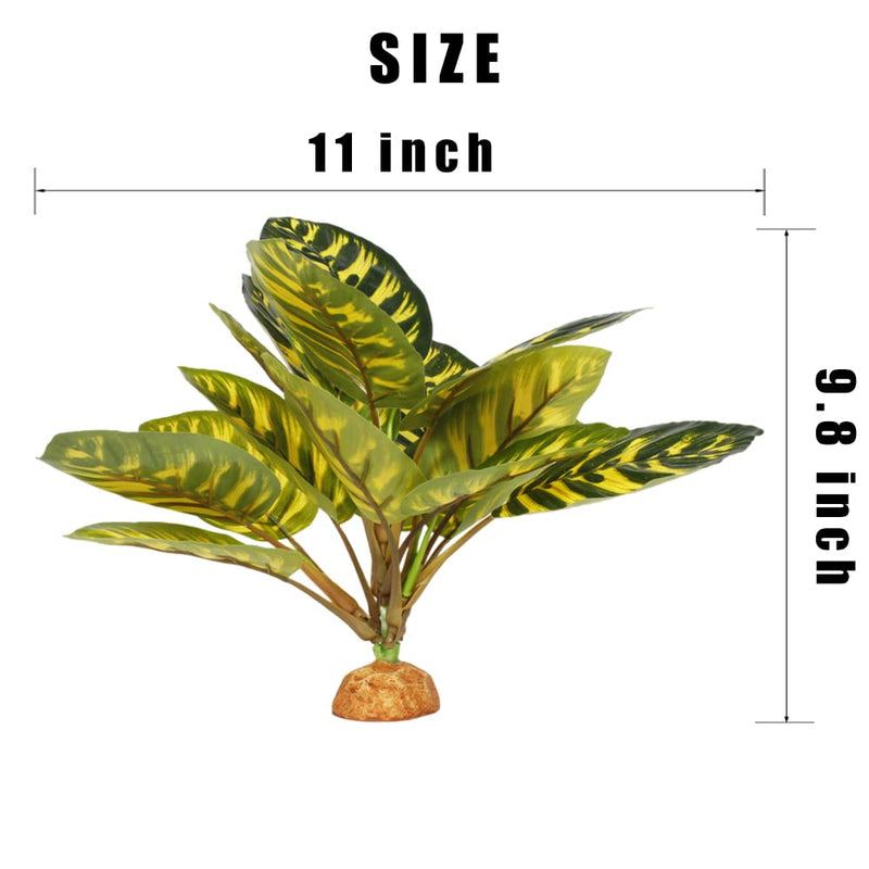 WOLEDOE Reptile Terrarium Decor Plants, Bearded Dragon Tank Accessories fit Crested Gecko Leopard Lizard Chameleon Ball Python Snake Frog - Yellow Fake Prayer Peacock Plants - BeesActive Australia