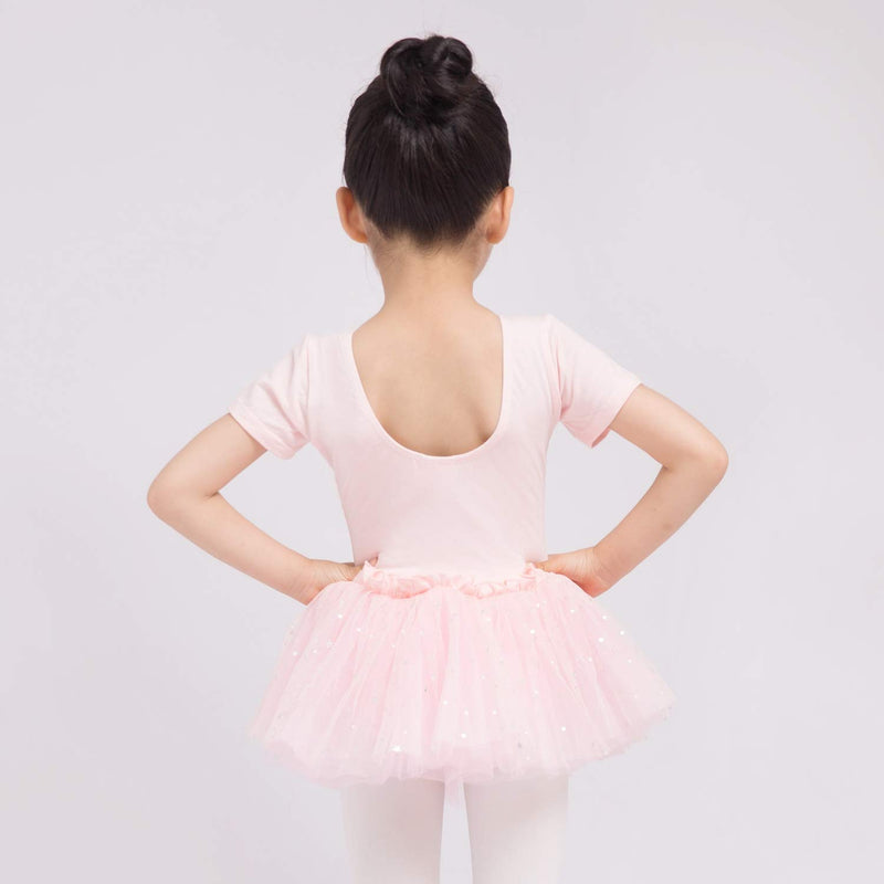 [AUSTRALIA] - Dancina Girls Skirted Leotard Sparkle Short Sleeve Tutu Ballet Dress Front Lined 4 Ballet Pink 