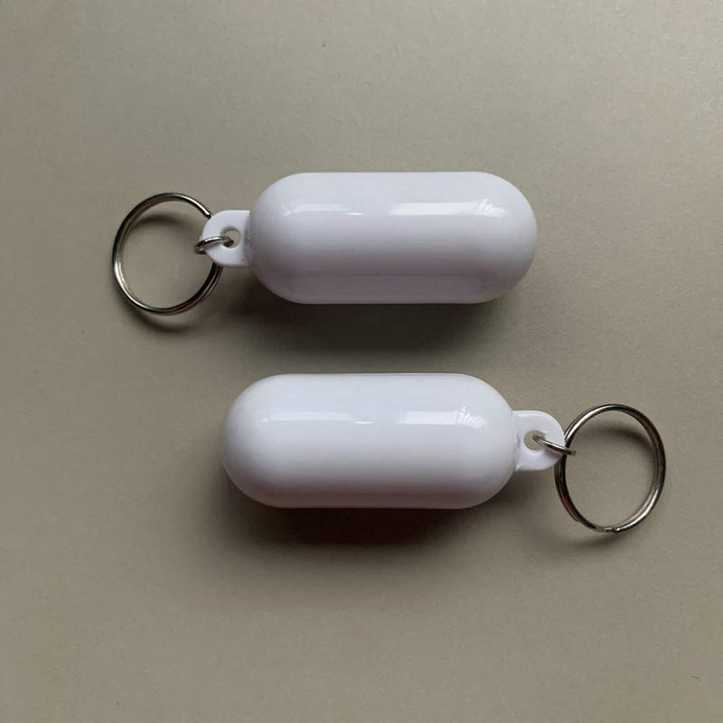 4Pcs Plastic Floating Keychain Pill-shape Floating Key Ring Key Float Keychain Pendant for Boating Fishing Kayak Surfing Sailing and Outdoor Sports Accessories, White and Yellow - BeesActive Australia
