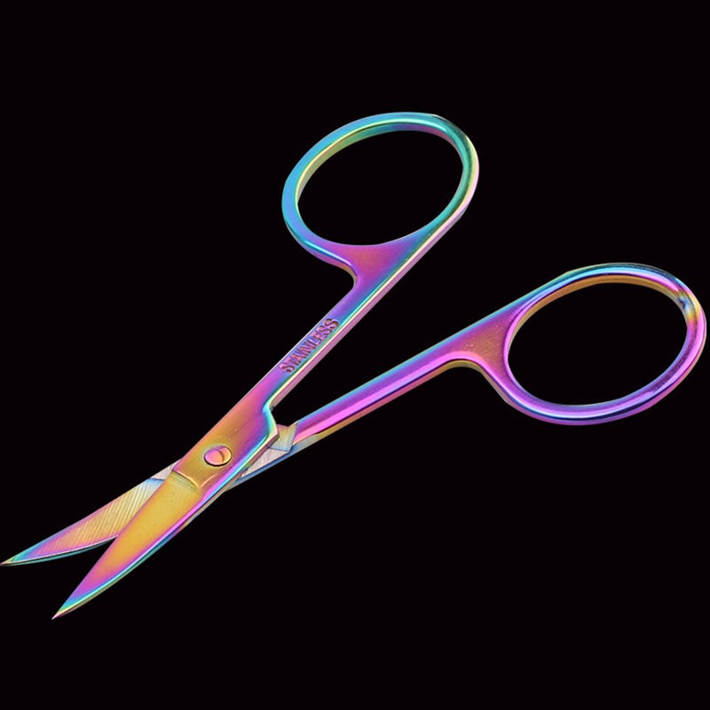 WOKOTO Nail Tweezers And Scissors Kit Straight Curved Rainbow Stainless Steel Precision Tweezers Set For Nail Art Sticker Rhinestone Eyelash Extensions Picker Tools - BeesActive Australia