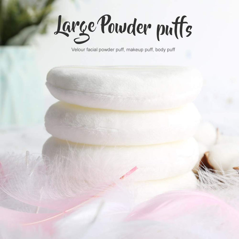 Teenitor 4 Pcs 4.13 inch Powder Puff For Body Powder Loose Powder, Ultra Soft Large Round Velour Smooth Apply Puff With Ribbon Band Handle White - BeesActive Australia