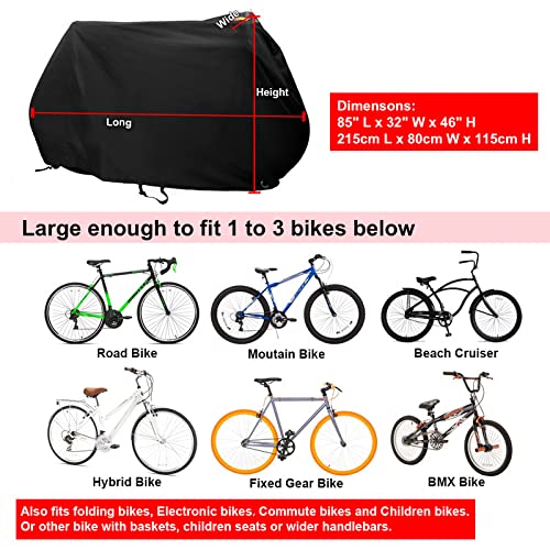 Kotivie Black Lockable Foldable Waterproof Sun Protective Bicycle Cover for 1 to 3 All Kinds of Bikes with Double Buckle Straps - BeesActive Australia