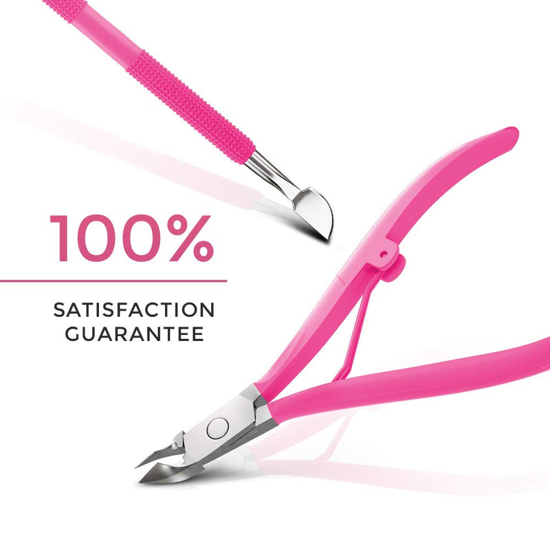 Andlane Cuticle Trimmer and Cuticle Pusher - Professional Stainless Steel Cuticle Nippers, Remover and Cutter - Manicure and Pedicure Tools (Pink) - BeesActive Australia