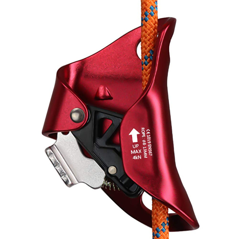 NewDoar Rock Climbing Chest Ascender Abdominal for Vertical Rope Climbing CE Certified Rope Clamp for 8~13MM Rope Red - BeesActive Australia