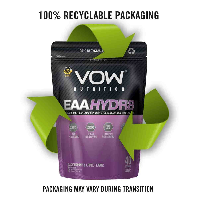 Vow EAA Hydr8 - Essential Amino Acids, BCAAs, Electrolytes, Hydration Energy Intra Workout Drink Informed Sports (Blackcurrant and Apple) Blackcurrant and Apple - BeesActive Australia