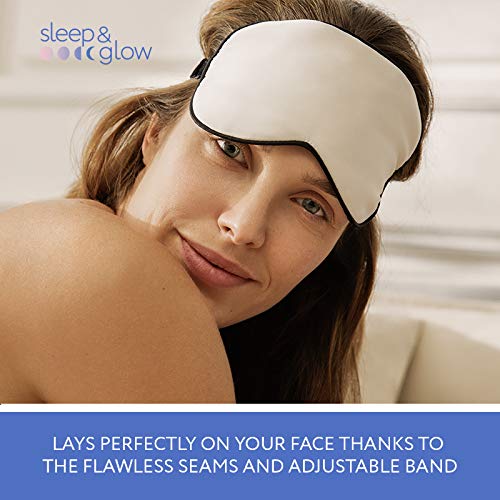 Sleep&Glow Silk Sleep Mask – 100% Natural 19mm Grade 6A Mulberry Silk – 100% Natural Silk Filling - Completely Blocks Out The Light – Adjustable Band – Unbelievably Light - BeesActive Australia