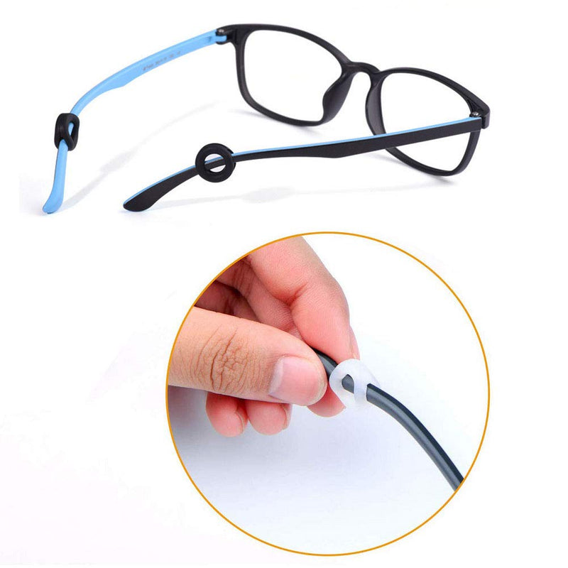 2 Pairs Silicone Glasses Round Ear Hook,White& Black Anti-Slip Eyeglasses Hooks Eyewear Sleeve Retainer Temple Tip Holder Ring - BeesActive Australia