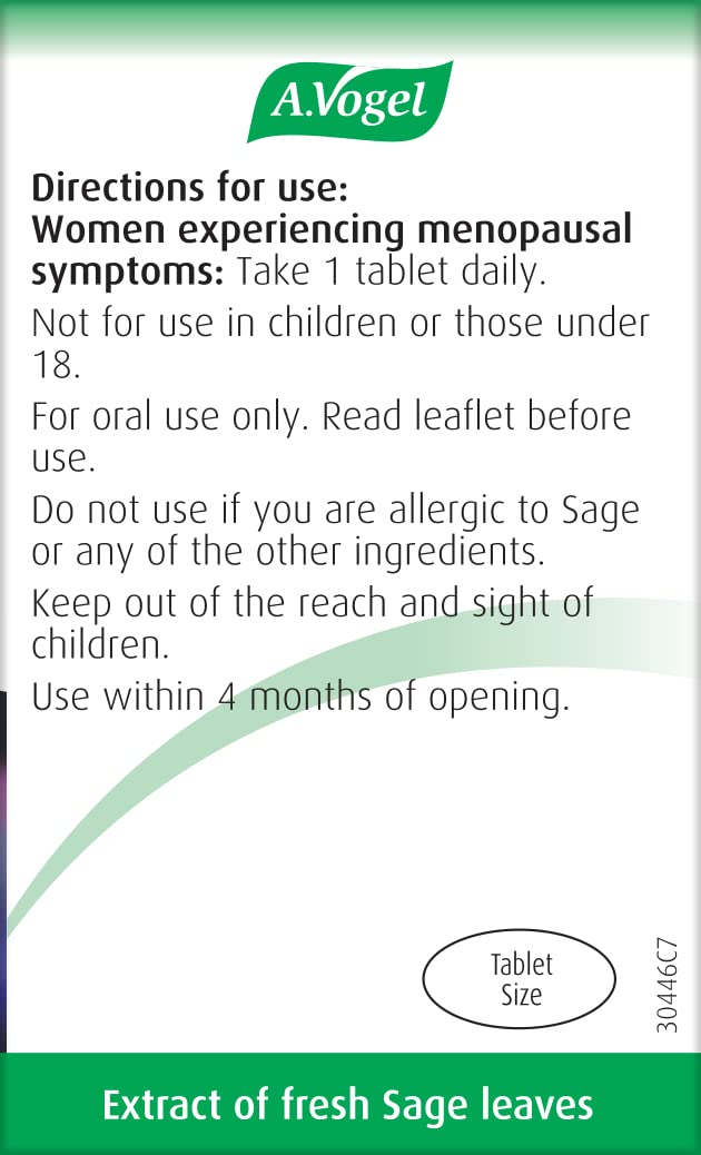 A.Vogel Menoforce Sage Tablets | for Menopausal Hot Flushes & Night Sweats | One-a-Day | 90 Tablets 90 Count (Pack of 1) - BeesActive Australia
