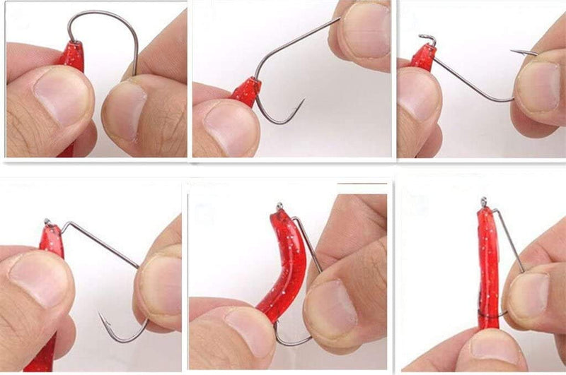 Toasis Fishing Wide Gap Offset Soft Lure Worm Hooks Assorted Sizes Pack of 50pcs Red - BeesActive Australia
