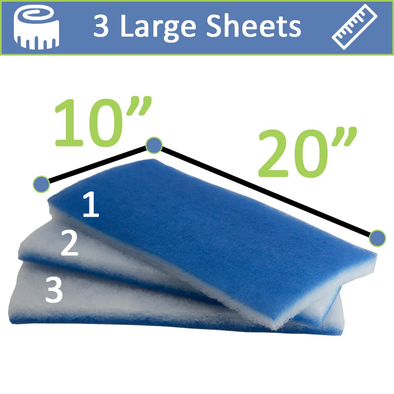 inTank Worlds Best Premium 2 Inch Thick Aquarium Pond Filter Floss | Value Pack (3 Large Pads) 600 sqin | Double Bonded Poly Filter Pads | Easy Cut to fit | Clean Clear Water - BeesActive Australia
