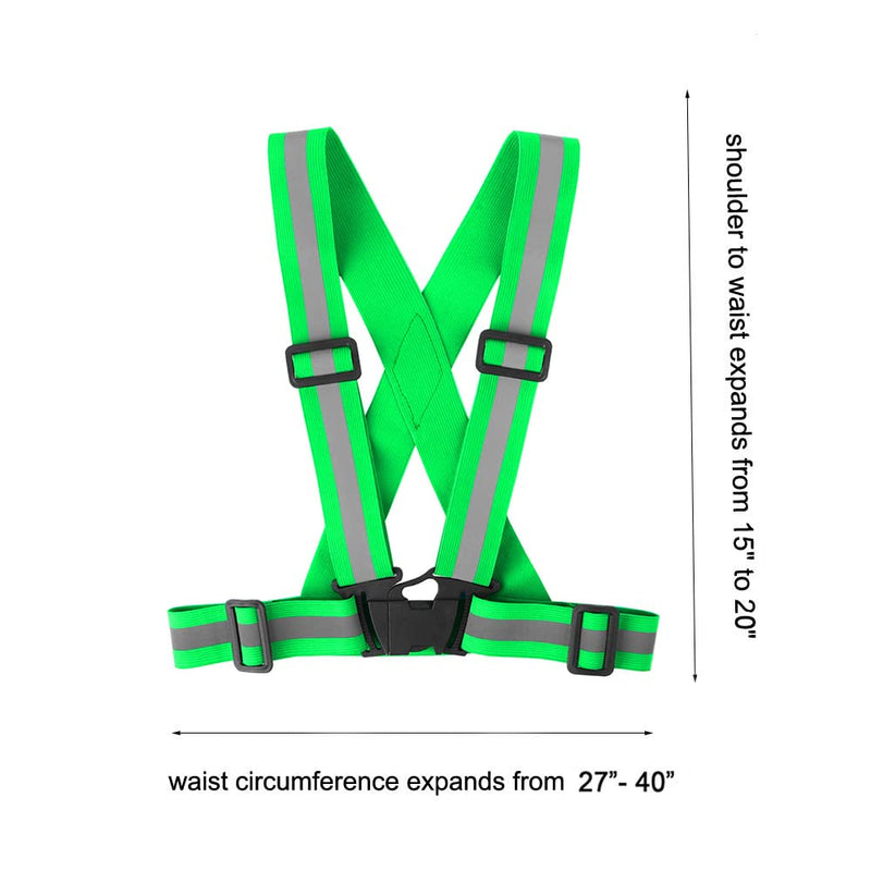 Famnosta Running Reflective Vest Gear 3 Pack, Adjustable Safety Vest High Visible Reflective Belt Straps Night Walking Vest Green,Blue,Grass Green - BeesActive Australia