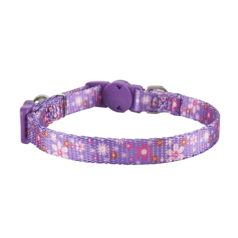 Ewinoom Adjustable Cat Collars Pack of 2 Breakaway Floral Cute Cat Collar with Bell for Female Kitten Neck 7.5"-11.4" Floral Pink + Purple - BeesActive Australia