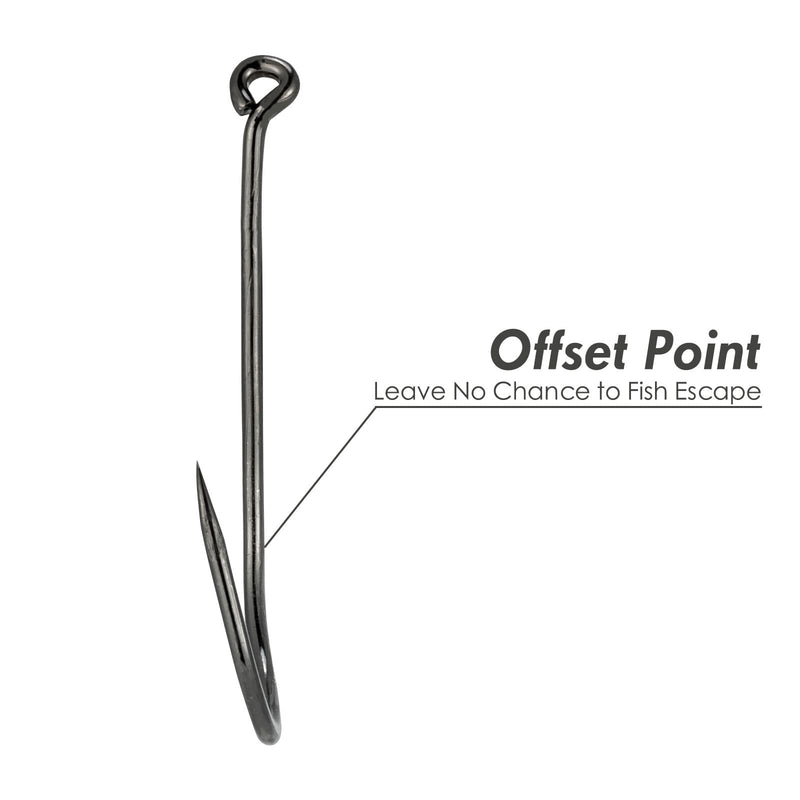 Dr.Fish 100 Pack Fishing Octopus Hook Live Bait Hook Black Nickel Sharp Offset Surf Fishing Catfish Bass Fishing Hooks Texas Drop Shot Rig Carp Bluegill Tuna Freshwater Saltwater #8-10/0 #8-100 Pack - BeesActive Australia