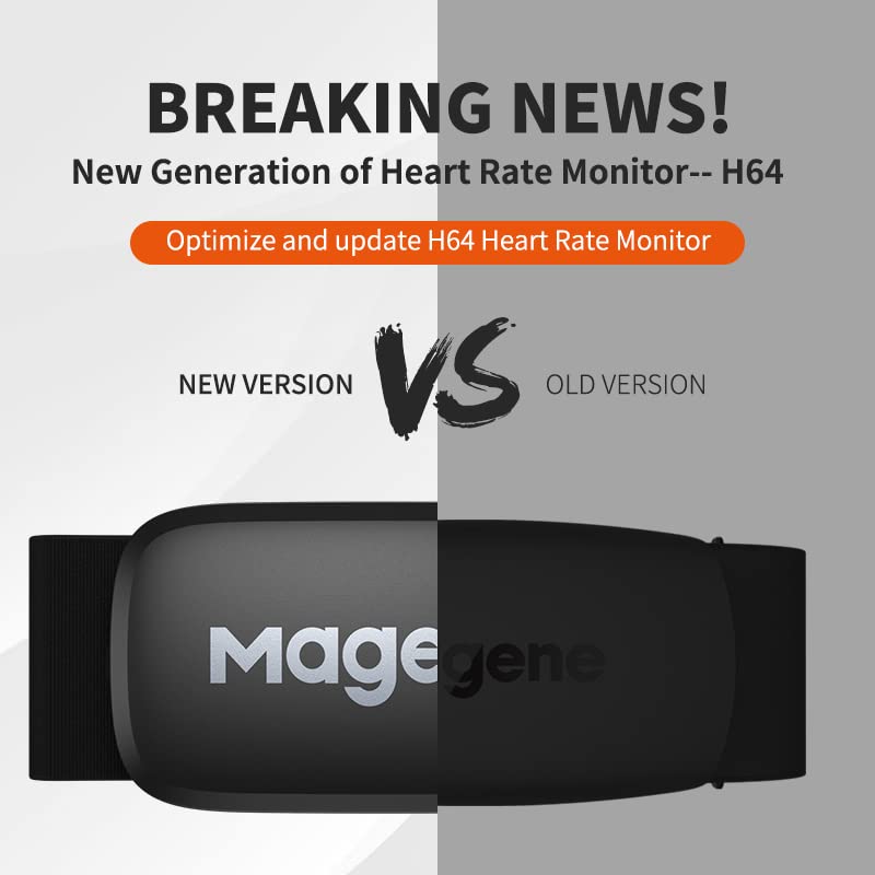 Magene H64 Heart Rate Monitor, Heart Rate Sensor Chest Strap, Protocol ANT+/Bluetooth, Compatible with iOS/Android APPs New H64 - BeesActive Australia