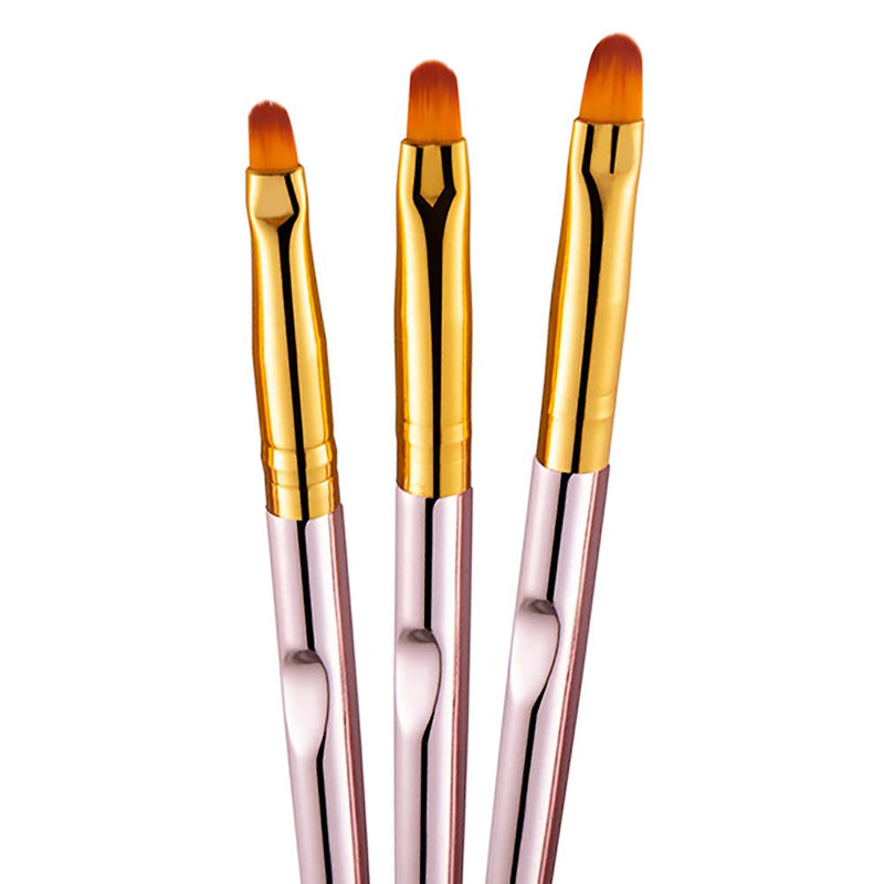 SILPECWEE 3 Pcs Rose Gold Round Brush Set Nail Art Brush Nail Painting Brush Manicure Tool Professional UV Gel 3D Nail Brushes Pen Set (7mm/9mm/10mm) NO2 - BeesActive Australia