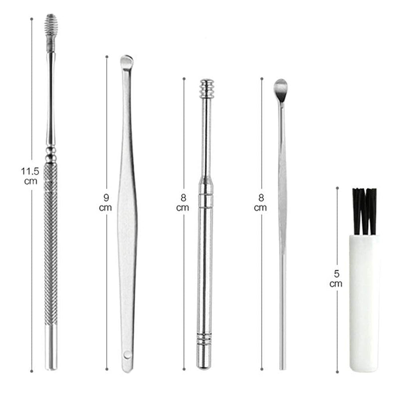 6 Pieces Stainless Steel Ear Scoop Set Earwax Remover Tool Spiral Spring Ear Cleaning Kit Ear Wax Tool Earwax Removal Kit for Thorough Earwax Remover - BeesActive Australia