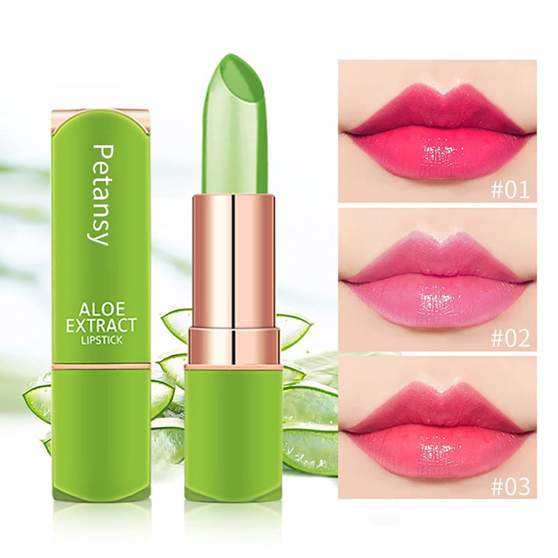 Petansy 4 Colors Aloe Vera Lipstick Jelly Lipstick Long Lasting Moisturizing Lip Balm Magic Temperature Color Changing Lip Care - BeesActive Australia