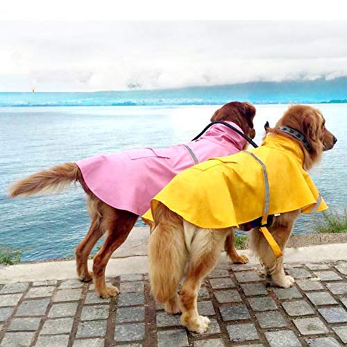 FEimaX Dog Raincoats Rain Poncho Coat Waterproof Pet Raincoat Jacket with Hood for Medium and Large Dogs, Lightweight Hoodies Windproof for Outdoor Walking M (Chest: 16.1'', Body 11.8'') Pink - BeesActive Australia