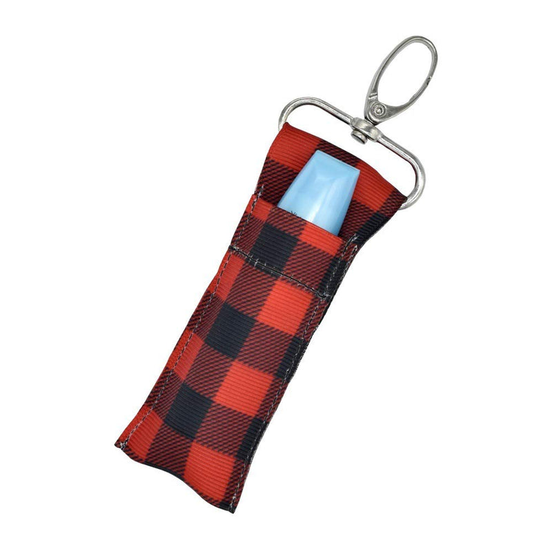Sunvy Chapstick Holder Keychains Lipstick Lip Balm Holder Keychains Bag Canvas storage cover (red) - BeesActive Australia