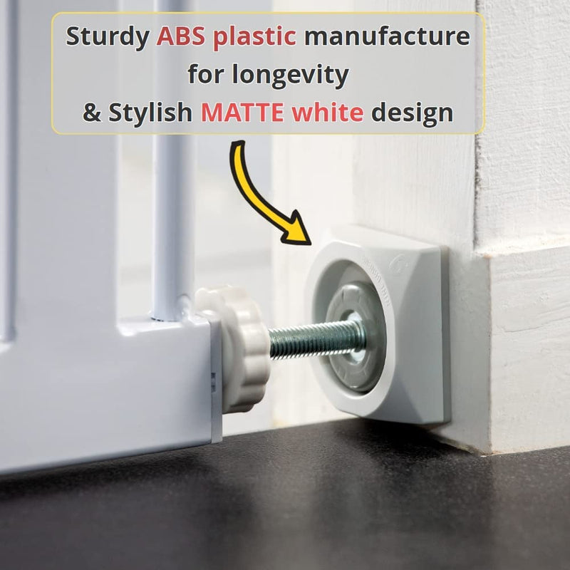 NINE BANANA 1st Nonslip Sturdy & Stylish Matte White Square Baby Gate Wall Protector (4 Pack x 1Set) - Safety Wall Pads for Child Dogs Pet Gates, Doorways, Stairs, Baby Gates with Door 4 Count (Pack of 1) - BeesActive Australia