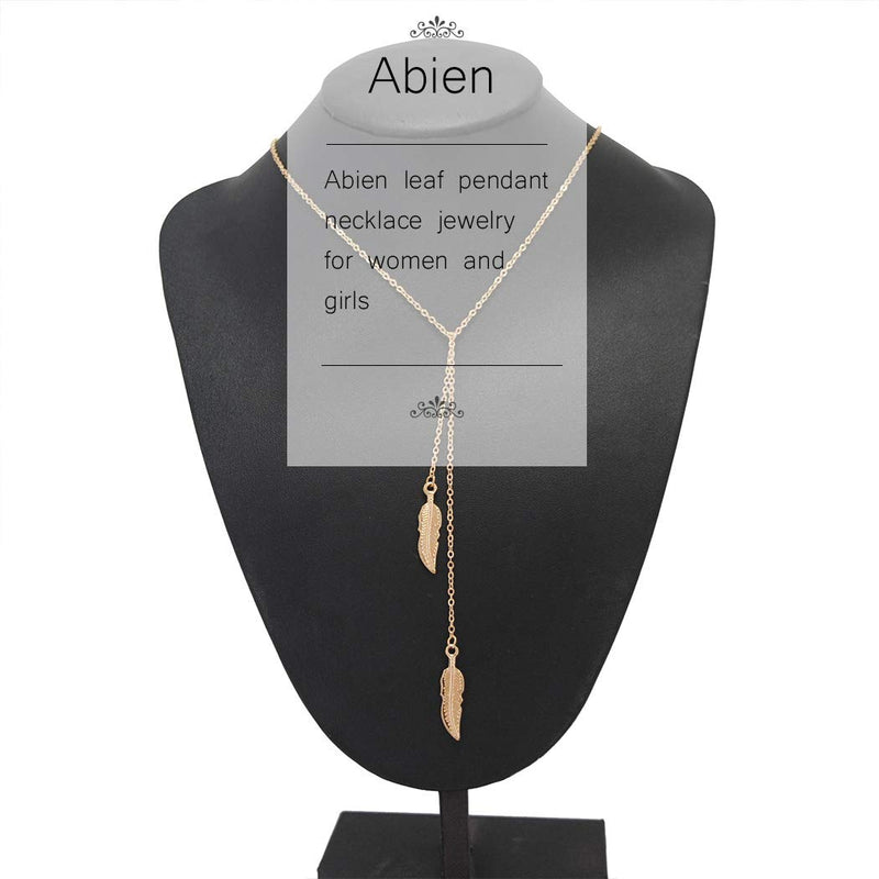 Abien Boho Leaf Pendant Necklace Chain Gold Long Sweater Necklace Jewelry for Women and Girls - BeesActive Australia