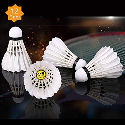 Portzon 12-Pack Goose Feather Badminton Shuttlecocks with Great Stability and Durability, High Speed Badminton Birdies Balls Upgrade - BeesActive Australia