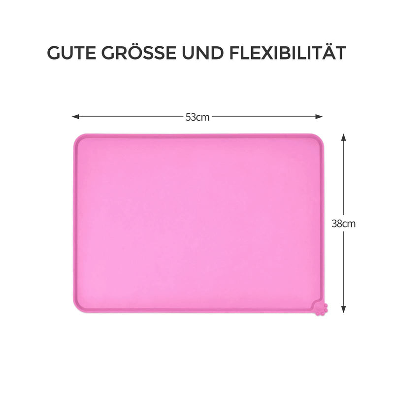 AOKLANT - Dog Cat Food Mat - Non Slip Pet Bowl Mats Placemat Waterproof - Multiple Colors 21" x 15" Pink - BeesActive Australia