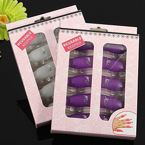 Onwon 10pc Professional Plastic Acrylic Nail Art Soak Off Cap Clip Uv Gel Polish Remover Wrap Cleaner Clip Cap Tool (Purple) - BeesActive Australia