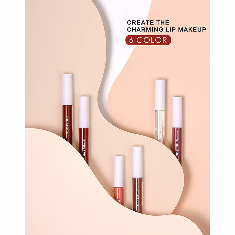 Eyret Matte Velvet Cream Liquid Lipstick Set Nude Waterproof Long Wearing Lip Gloss Mini Set High-pigments Lip Graze Set Red Christmas Gifts for Women and Girls(6 Pcs) (I-Nude) I-Nude - BeesActive Australia