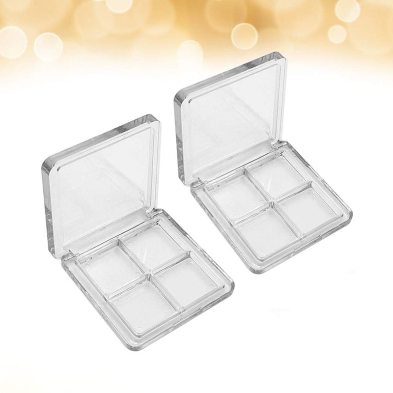 Lurrose 2PCS Empty Eyeshadow Palette Refillable 4 Grids Plastic Eye Make Up Container Palette - BeesActive Australia