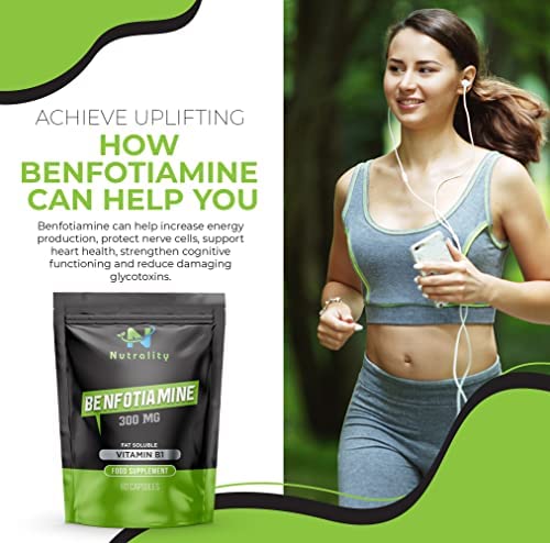 Nutrality Benfotiamine Supplement 300mg 60 Caps - Vitamin B1 Fat-Soluble for Heart, Kidney, Antioxidant Support, Cognitive Improvement, Increase Energy - Suitable for Vegan, Vegetarians, Allergen-free - BeesActive Australia