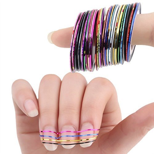 30 Colors Mixed Colors Rolls Nail Art Striping Tape Decoration Sticker Nail Line DIY Nail Tip 30pcs - BeesActive Australia