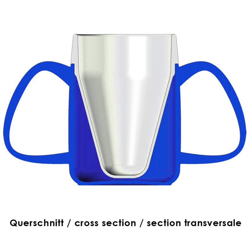 Ornamin Two Handled Mug with Internal Cone 140 ml Blue with Spouted Lid with small opening (model 815 + 806) | drinking aid Single - BeesActive Australia