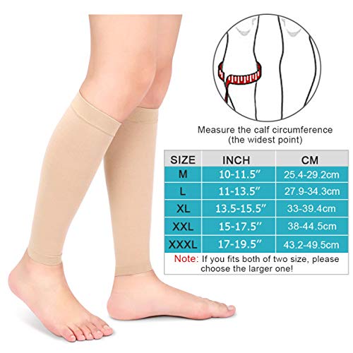 Yosoo Health Gear Calf Compression Socks, Compression Stockings with Medical Gradient Compression, 20-30mmHg Footless Compression Calf Sleeves for Shin Splint, Varicose Vein, Edema, Women & Men Beige Medium - BeesActive Australia