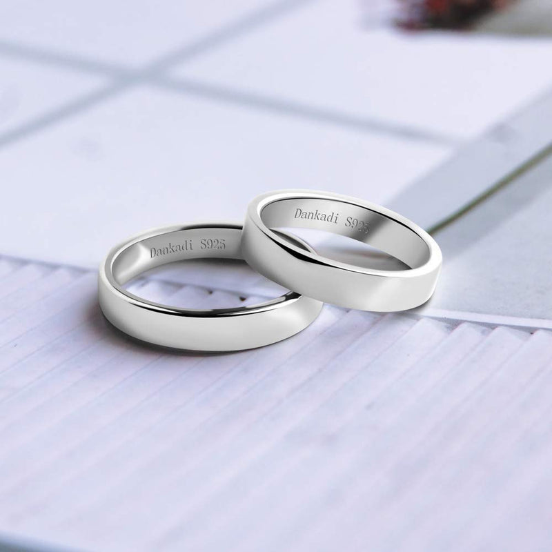 Dankadi Simple Fashion S925 Sterling Silver Ring Smooth Plain Dome Comfort Solid Silver Wedding Ring For Men & Women 3.5 mm Ring 3-13# classic style 13 - BeesActive Australia