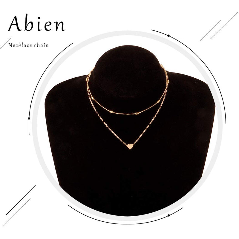 Abien Boho Heart Pendant Necklaces Set Gold Short Beaded Necklace Chain Jewelry for Women and Girls - BeesActive Australia