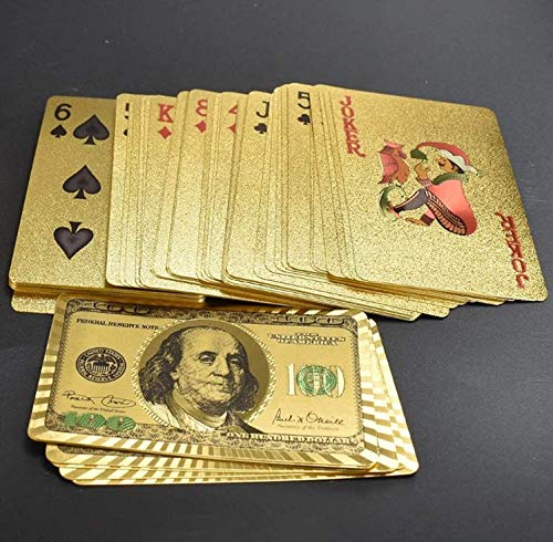 Magic Kiss Waterproof Gold and Silver Foil Poker Playing Cards, Deck of Plastic Playing Cards Gift Gold 1 Deck - BeesActive Australia