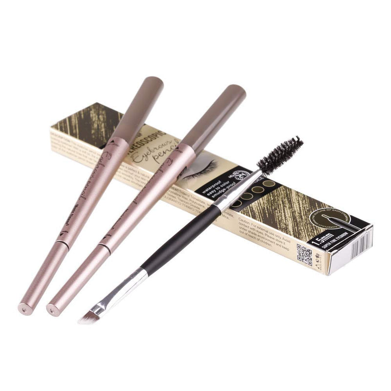 [ 2 Pack]Eyebrow Pencil, Waterproof Eyebrow Makeup with Dual Ends, Professional Brow Enhancing Kit with Eyebrow Brush (Dark Brown #1) Dark Brown #1 - BeesActive Australia