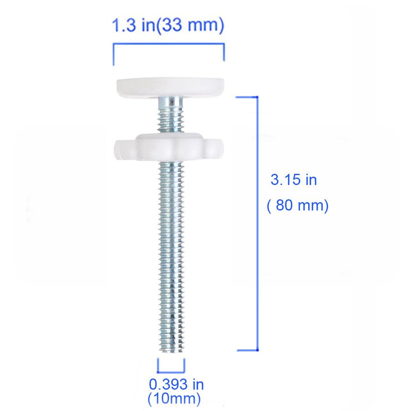 4 Pack Baby Gate Threaded Spindle Rod 10MM, Replacement Screw Bolts Hardware Parts Kit for Pet & Dog Pressure Mounted Safety Door & Stair Gates (a White) - BeesActive Australia