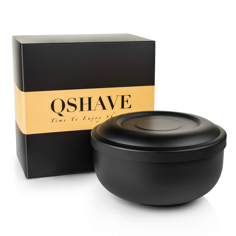 QSHAVE Stainless Steel Shaving Bowl with Lid 4 Inch Diameter Large Deep Size Matte Black Chrome Coating - BeesActive Australia